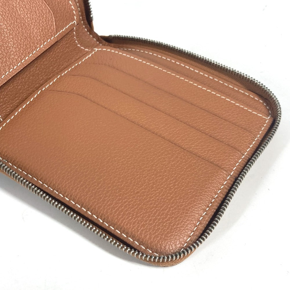 HERMES ラウンドファスナー ジップアンゴーホース コンパクトウォレット 札入れ 2つ折り財布 レザー ユニセックス ブラウン - brandshop-reference