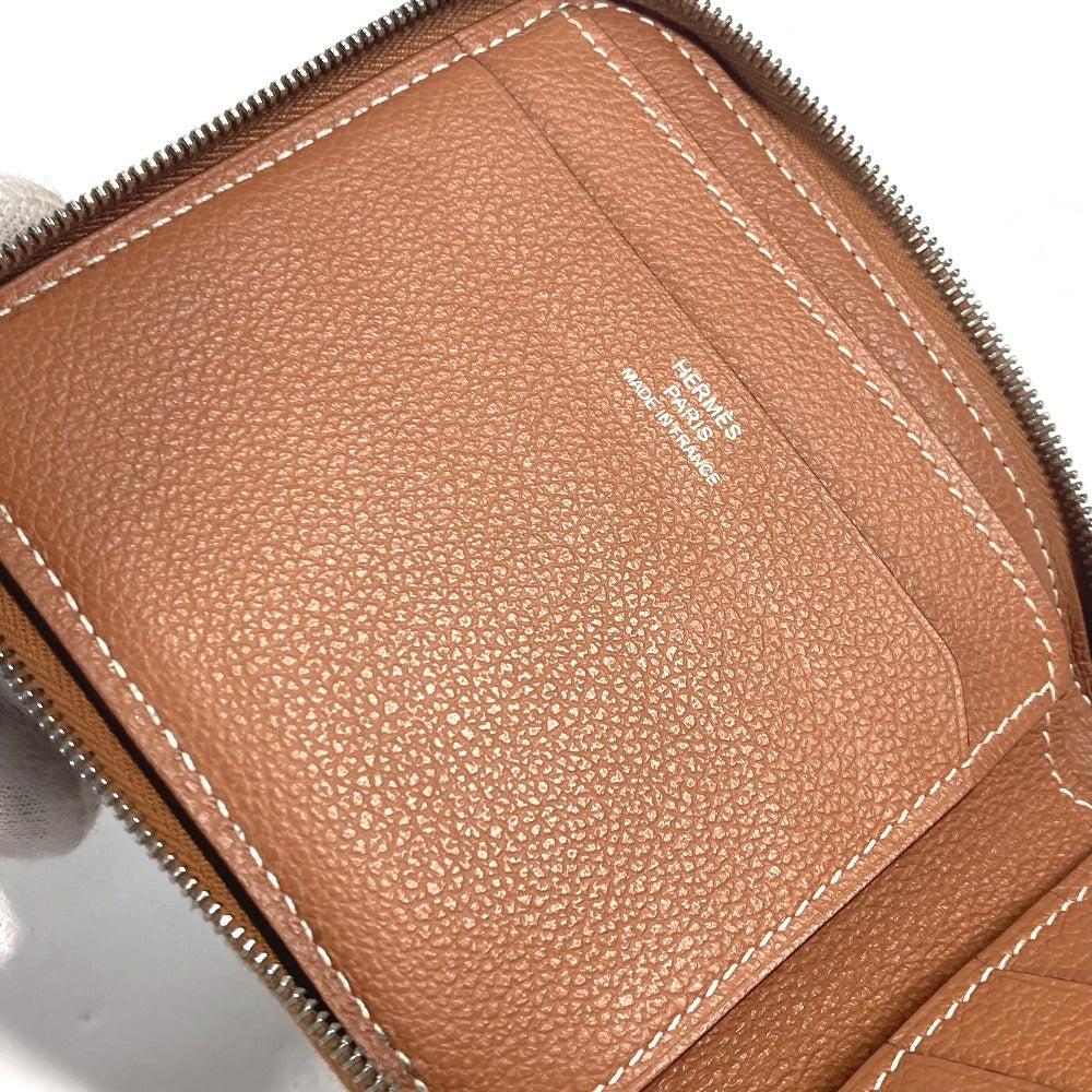 HERMES ラウンドファスナー ジップアンゴーホース コンパクトウォレット 札入れ 2つ折り財布 レザー ユニセックス ブラウン - brandshop-reference