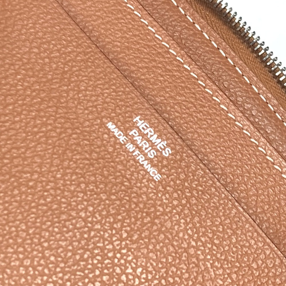 HERMES ラウンドファスナー ジップアンゴーホース コンパクトウォレット 札入れ 2つ折り財布 レザー ユニセックス ブラウン - brandshop-reference