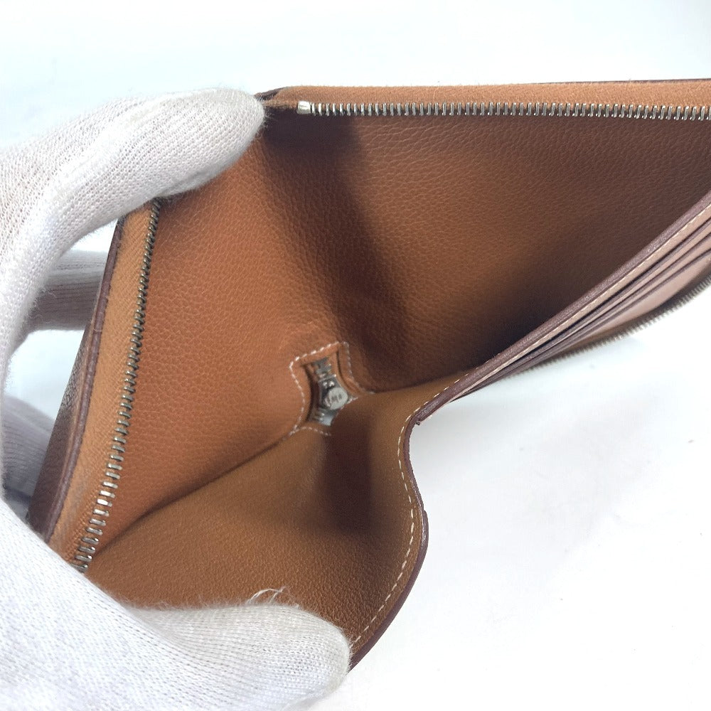 HERMES ラウンドファスナー ジップアンゴーホース コンパクトウォレット 札入れ 2つ折り財布 レザー ユニセックス ブラウン - brandshop-reference