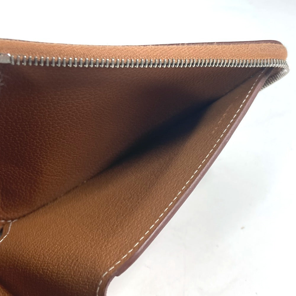HERMES ラウンドファスナー ジップアンゴーホース コンパクトウォレット 札入れ 2つ折り財布 レザー ユニセックス ブラウン - brandshop-reference