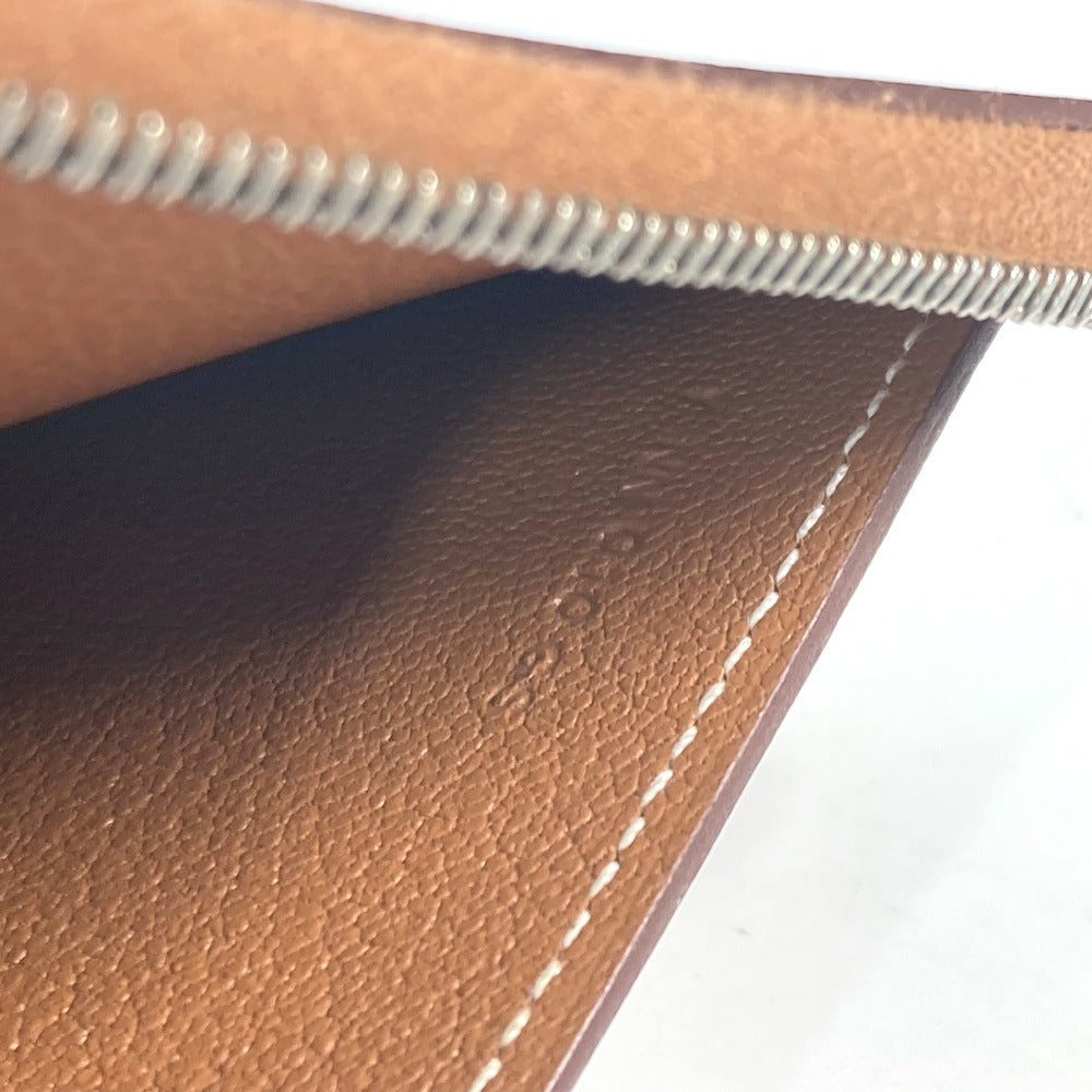 HERMES ラウンドファスナー ジップアンゴーホース コンパクトウォレット 札入れ 2つ折り財布 レザー ユニセックス ブラウン - brandshop-reference