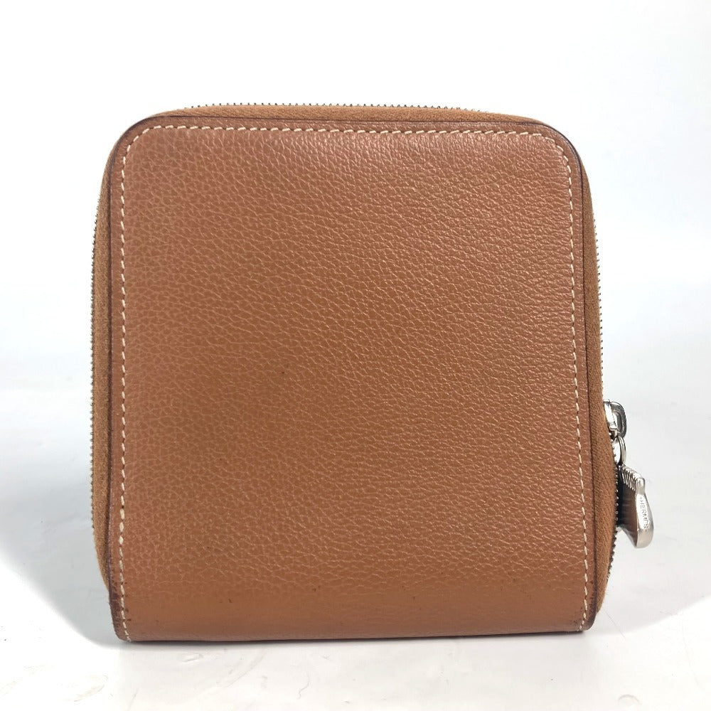HERMES ラウンドファスナー ジップアンゴーホース コンパクトウォレット 札入れ 2つ折り財布 レザー ユニセックス ブラウン - brandshop-reference
