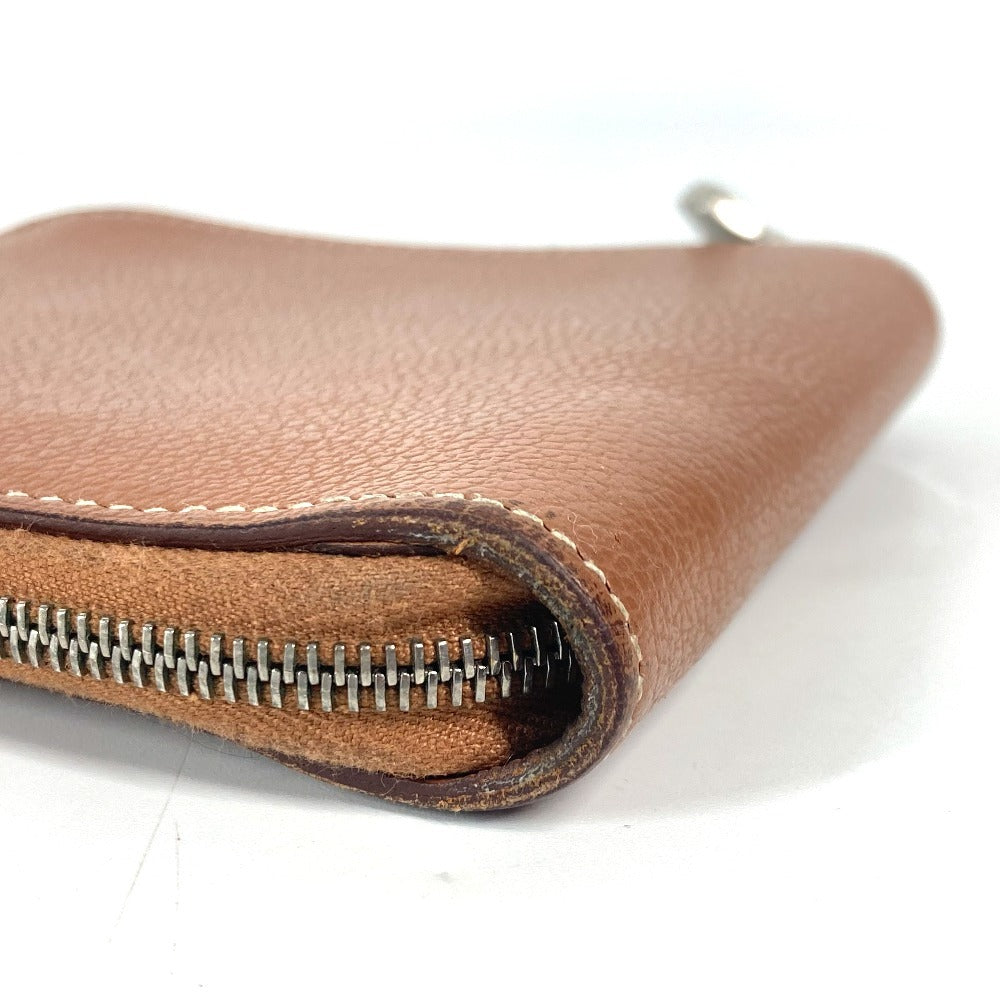 HERMES ラウンドファスナー ジップアンゴーホース コンパクトウォレット 札入れ 2つ折り財布 レザー ユニセックス ブラウン - brandshop-reference
