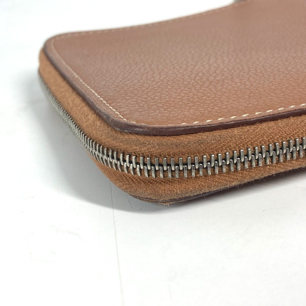 HERMES ラウンドファスナー ジップアンゴーホース コンパクトウォレット 札入れ 2つ折り財布 レザー ユニセックス ブラウン - brandshop-reference