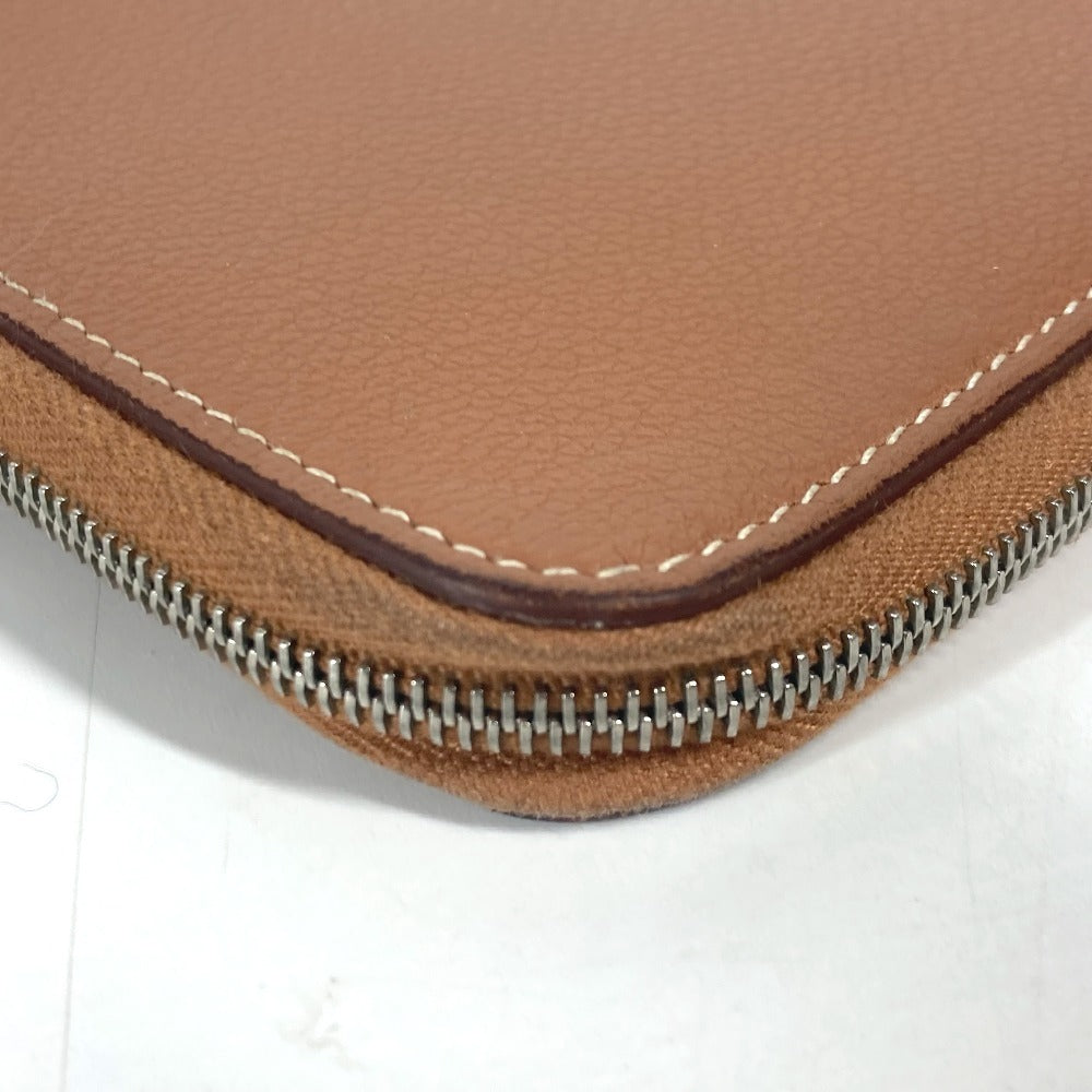 HERMES ラウンドファスナー ジップアンゴーホース コンパクトウォレット 札入れ 2つ折り財布 レザー ユニセックス ブラウン - brandshop-reference