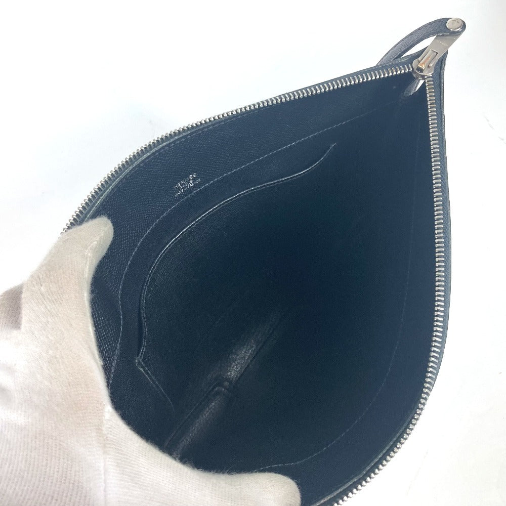 HERMES ロゴ シティホール セカンドバッグ PM セカンドバッグ カバン ポーチ  クラッチバッグ エプソン ユニセックス ブラック - brandshop-reference