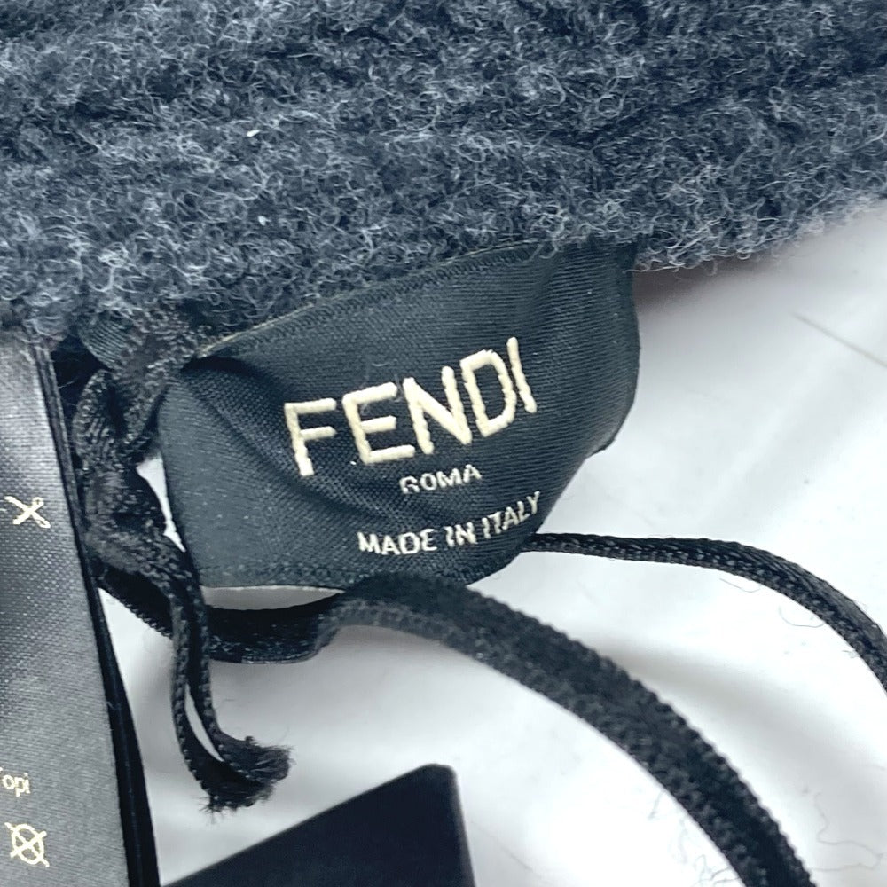 FENDI FXQ959 ロゴ ポケット付き ビーニー 帽子 ニット帽 ニットキャップ ニット帽 ウール ユニセックス グレー - brandshop-reference