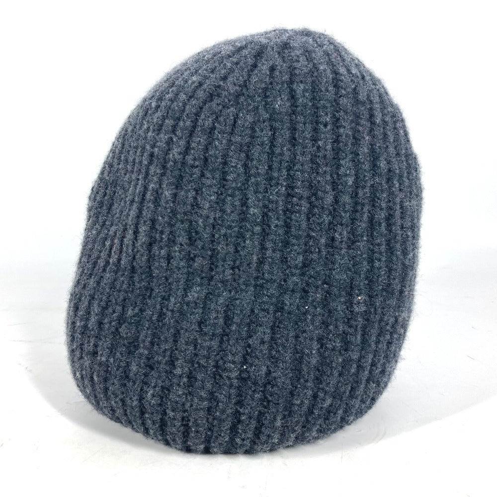 FENDI FXQ959 ロゴ ポケット付き ビーニー 帽子 ニット帽 ニットキャップ ニット帽 ウール ユニセックス グレー - brandshop-reference