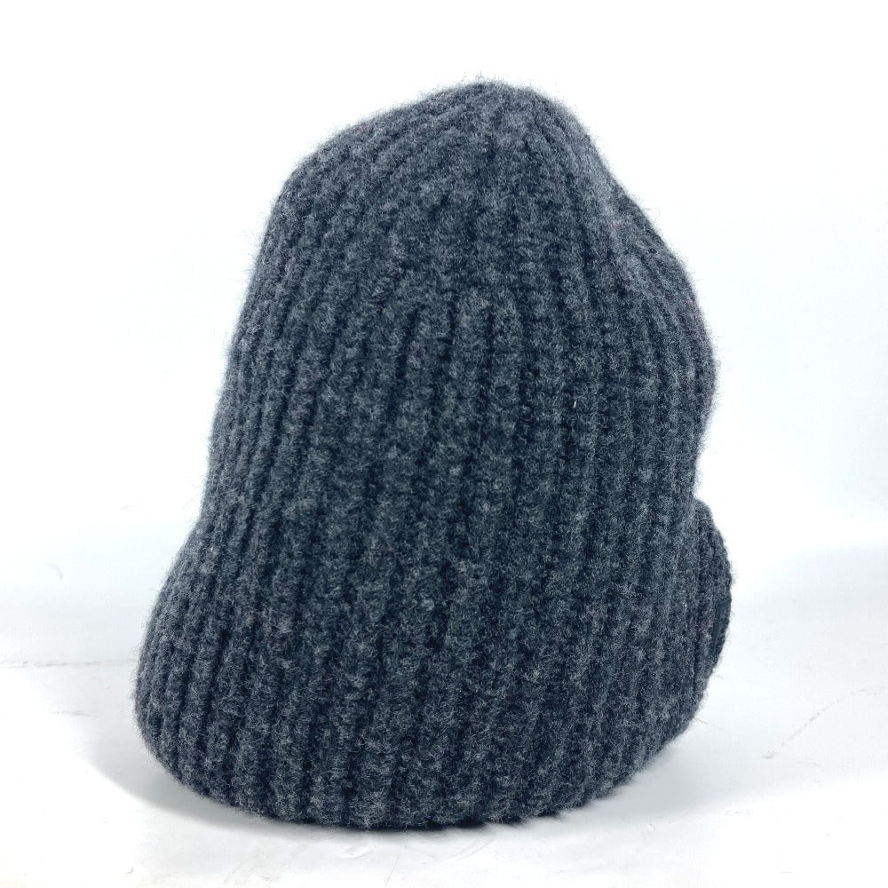 FENDI FXQ959 ロゴ ポケット付き ビーニー 帽子 ニット帽 ニットキャップ ニット帽 ウール ユニセックス グレー - brandshop-reference