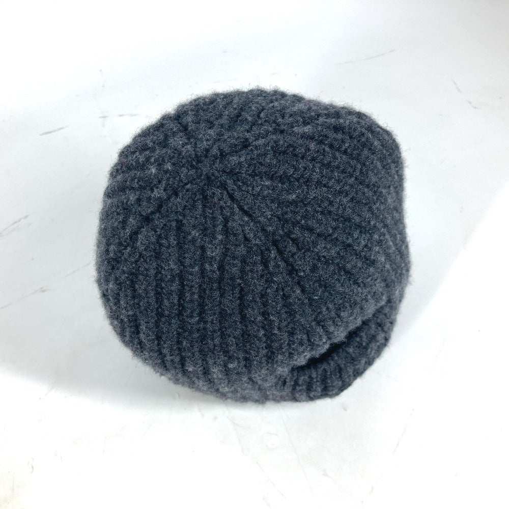 FENDI FXQ959 ロゴ ポケット付き ビーニー 帽子 ニット帽 ニットキャップ ニット帽 ウール ユニセックス グレー - brandshop-reference