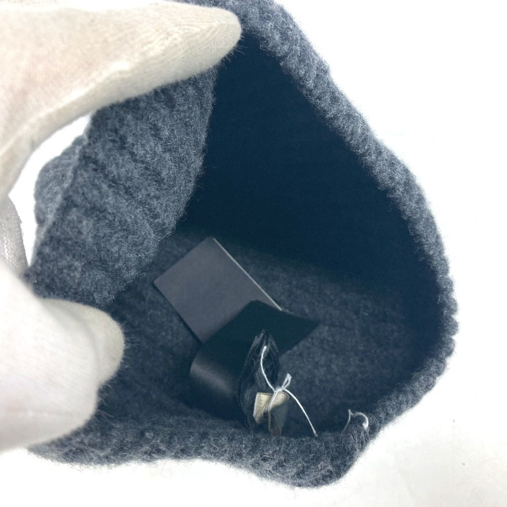 FENDI FXQ959 ロゴ ポケット付き ビーニー 帽子 ニット帽 ニットキャップ ニット帽 ウール ユニセックス グレー - brandshop-reference
