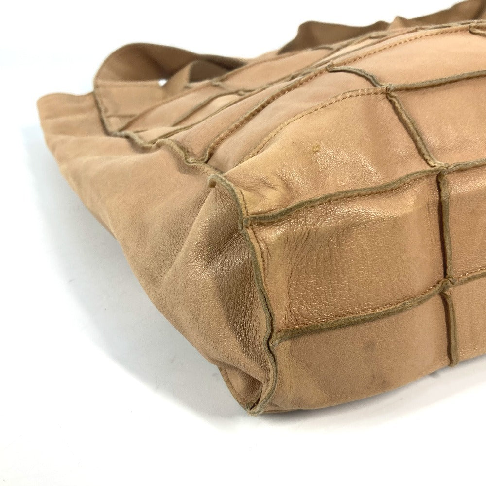 CHANEL vintage Chocolate bar Shoulder bag Tote Bag Shoulder Bag Leather Beige Used