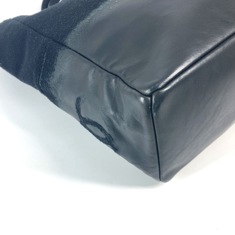CHANEL CC ココマーク ロゴ 縦型トート トートバッグ カバン 肩掛け ショルダーバッグ ニット/レザー レディース ブラック - brandshop-reference