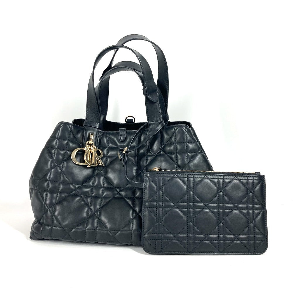 Dior M2821OSHJ 2WAYバッグ トゥジュール ミディアム カバン トートバッグ ハンドバッグ ポーチ付き ショルダーバッグ カーフスキン レディース ブラック - brandshop-reference