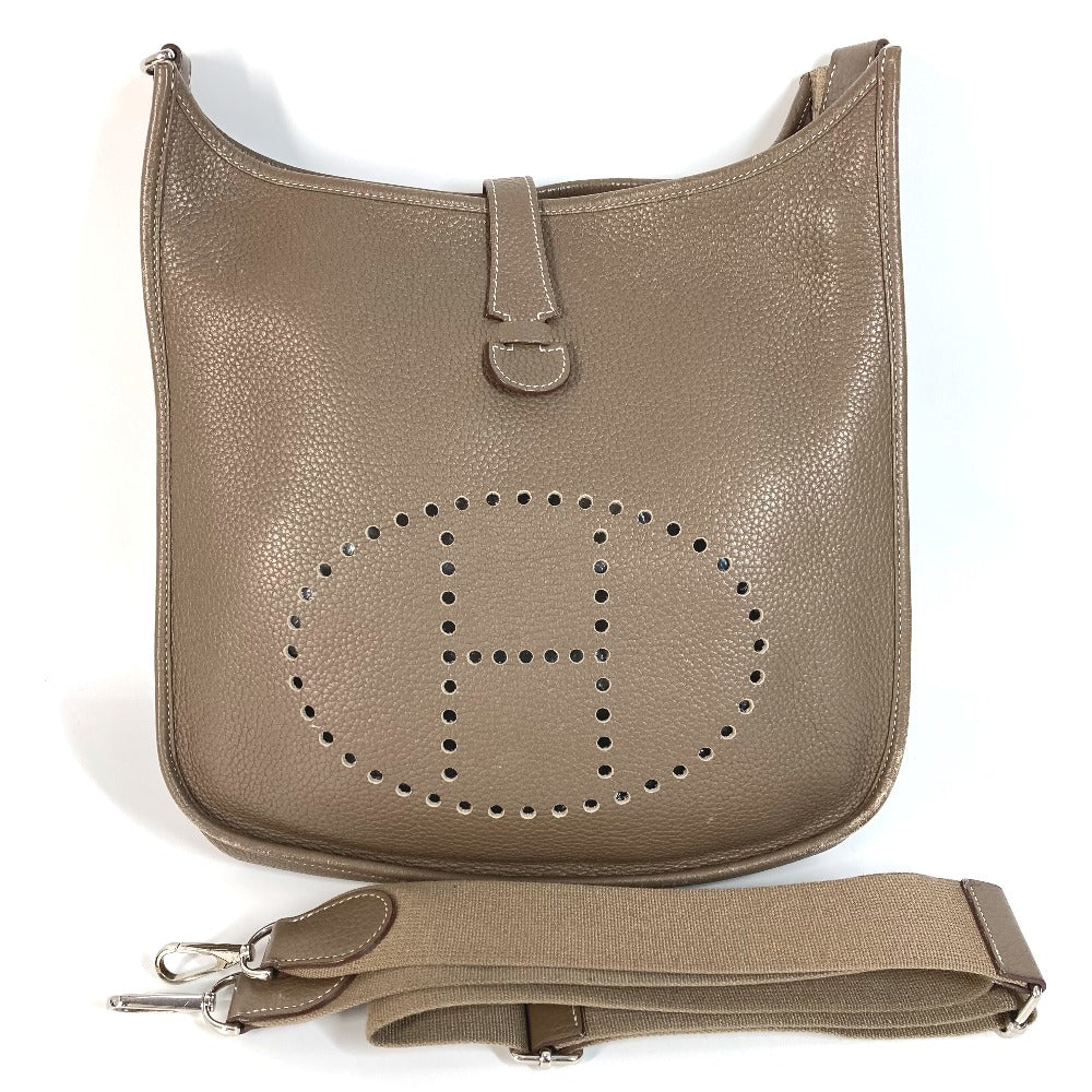 HERMES パンチングロゴ エブリンGＭ 3　 カバン 斜め掛け ショルダーバッグ トリヨンクレマンス ユニセックス エトゥープ グレー - brandshop-reference