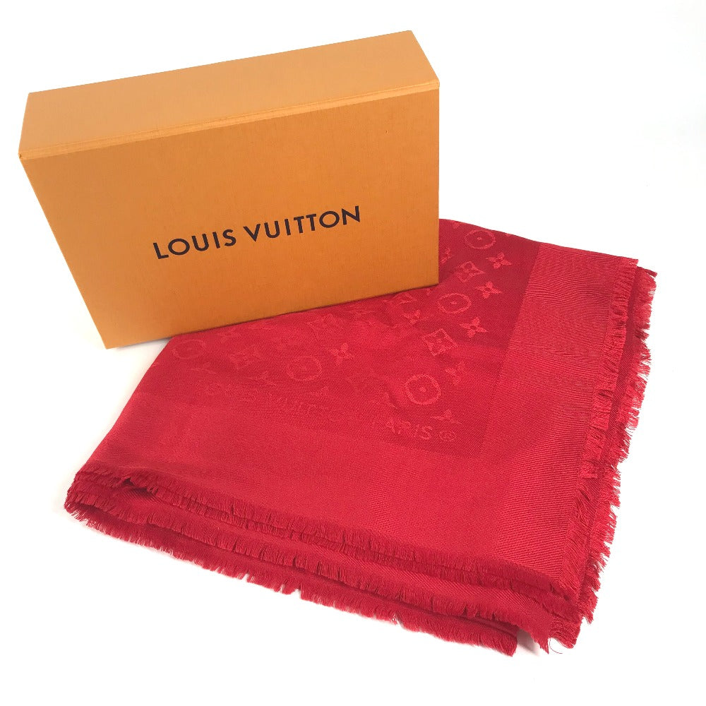 LOUIS VUITTON モノグラム ストール マフラー フリンジ ショール ウール レディース レッド - brandshop-reference