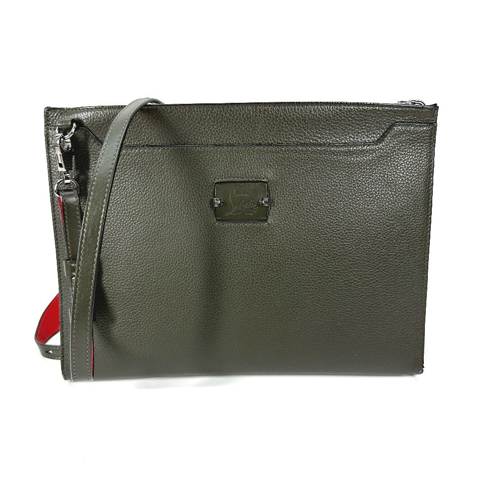 Christian Louboutin ロゴ 2WAYバッグ ポシェット クラッチバッグ ショルダーバッグ レザー ユニセックス カーキ - brandshop-reference