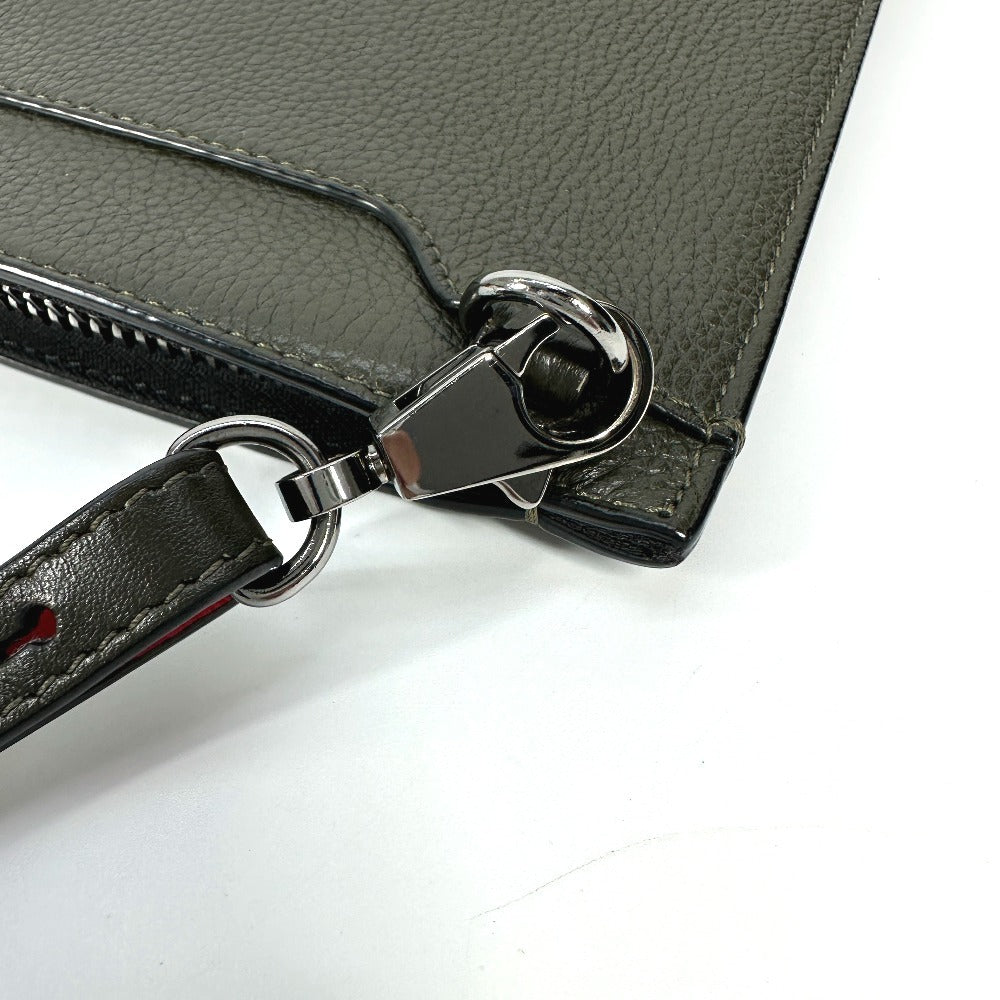 Christian Louboutin ロゴ 2WAYバッグ ポシェット クラッチバッグ ショルダーバッグ レザー ユニセックス カーキ - brandshop-reference