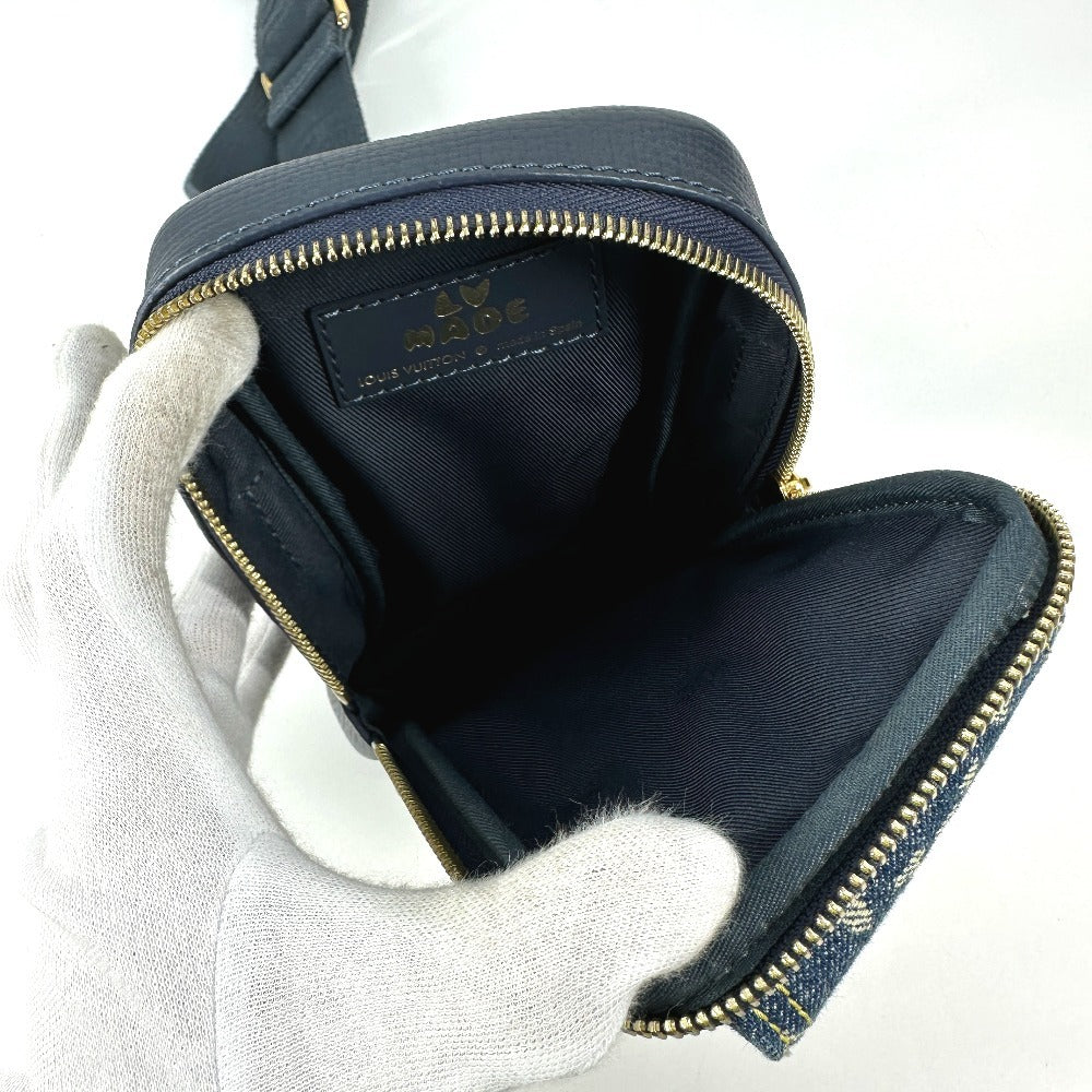 LOUIS VUITTON M81060 モノグラム デニム NIGOコラボ ダブル フォンポーチ カバン ポシェット 斜め掛け ショルダーバッグ デニム ユニセックス ブルー - brandshop-reference