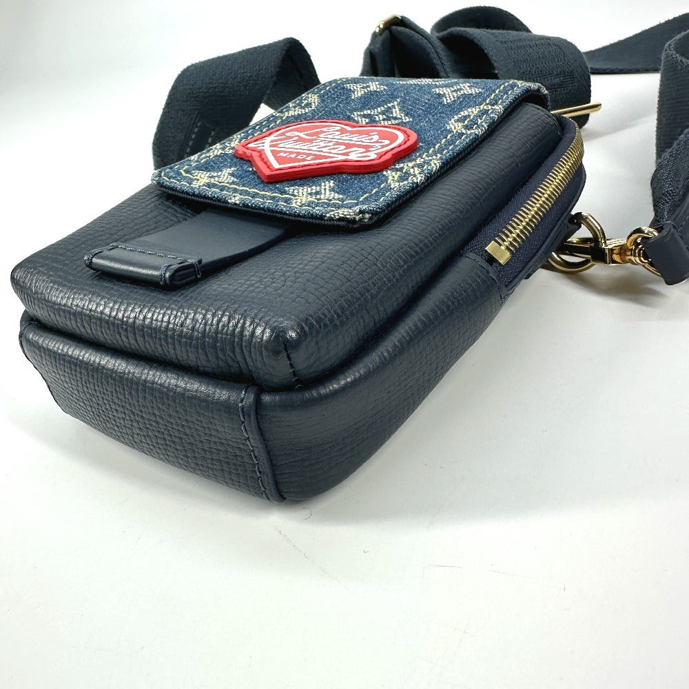 LOUIS VUITTON M81060 モノグラム デニム NIGOコラボ ダブル フォンポーチ カバン ポシェット 斜め掛け ショルダーバッグ デニム ユニセックス ブルー - brandshop-reference