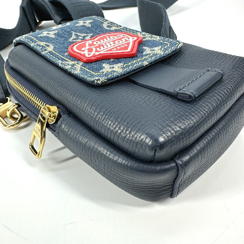 LOUIS VUITTON M81060 モノグラム デニム NIGOコラボ ダブル フォンポーチ カバン ポシェット 斜め掛け ショルダーバッグ デニム ユニセックス ブルー - brandshop-reference