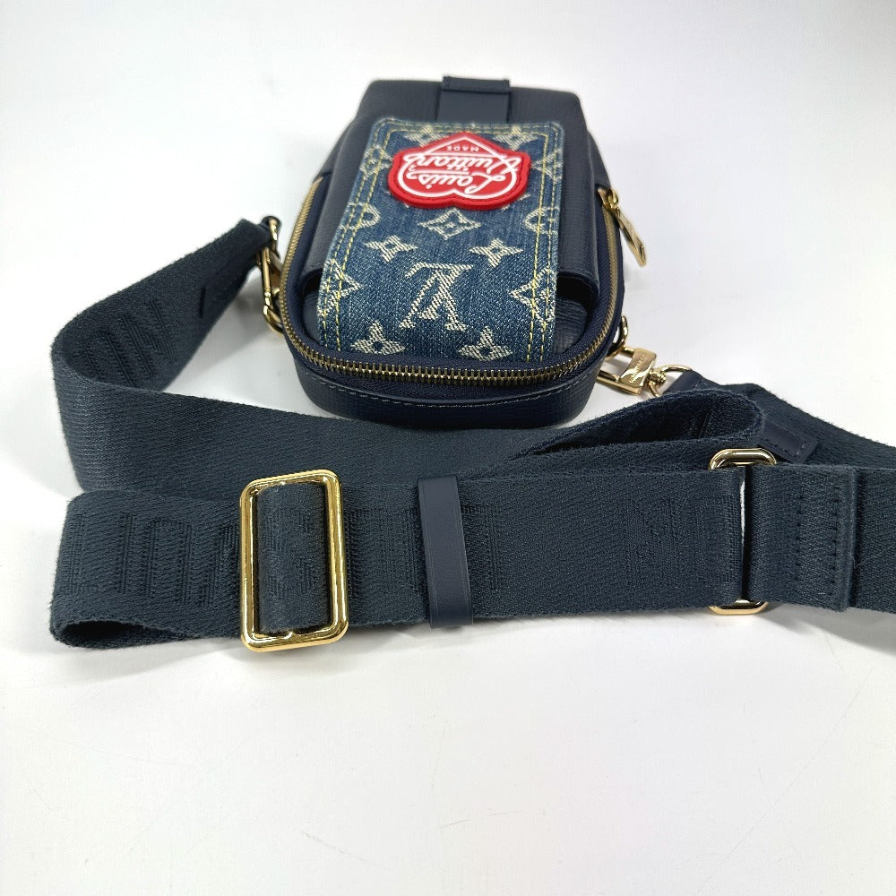 LOUIS VUITTON M81060 モノグラム デニム NIGOコラボ ダブル フォンポーチ カバン ポシェット 斜め掛け ショルダーバッグ デニム ユニセックス ブルー - brandshop-reference
