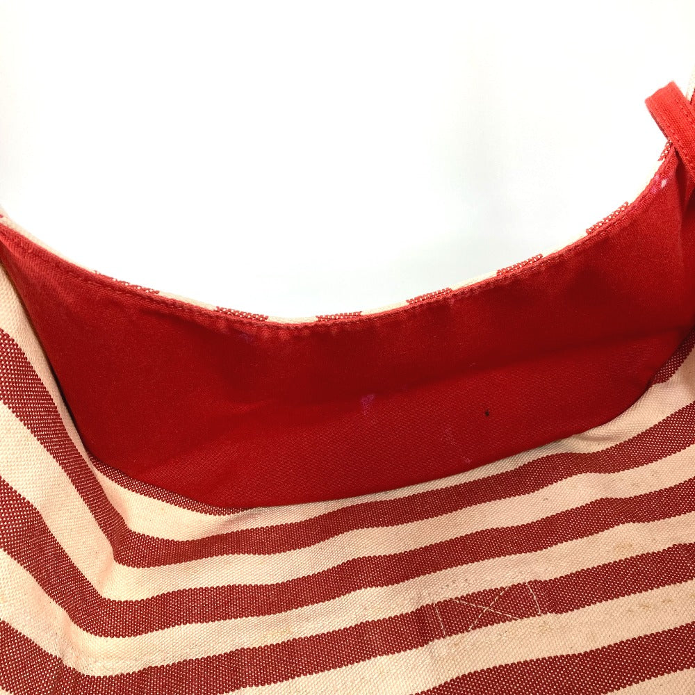 HERMES カンヌ GM ストライプ カバン ポーチ付き トートバッグ キャンバス ハンドバッグ キャンバス レディース レッド - brandshop-reference