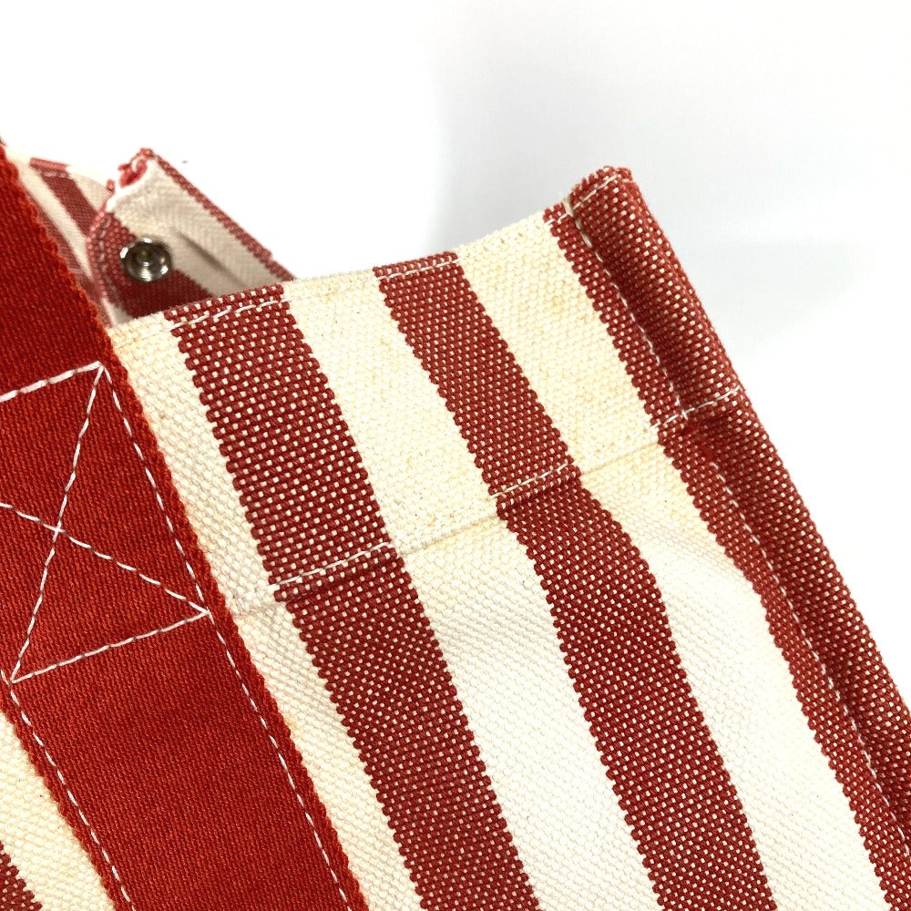 HERMES カンヌ GM ストライプ カバン ポーチ付き トートバッグ キャンバス ハンドバッグ キャンバス レディース レッド - brandshop-reference