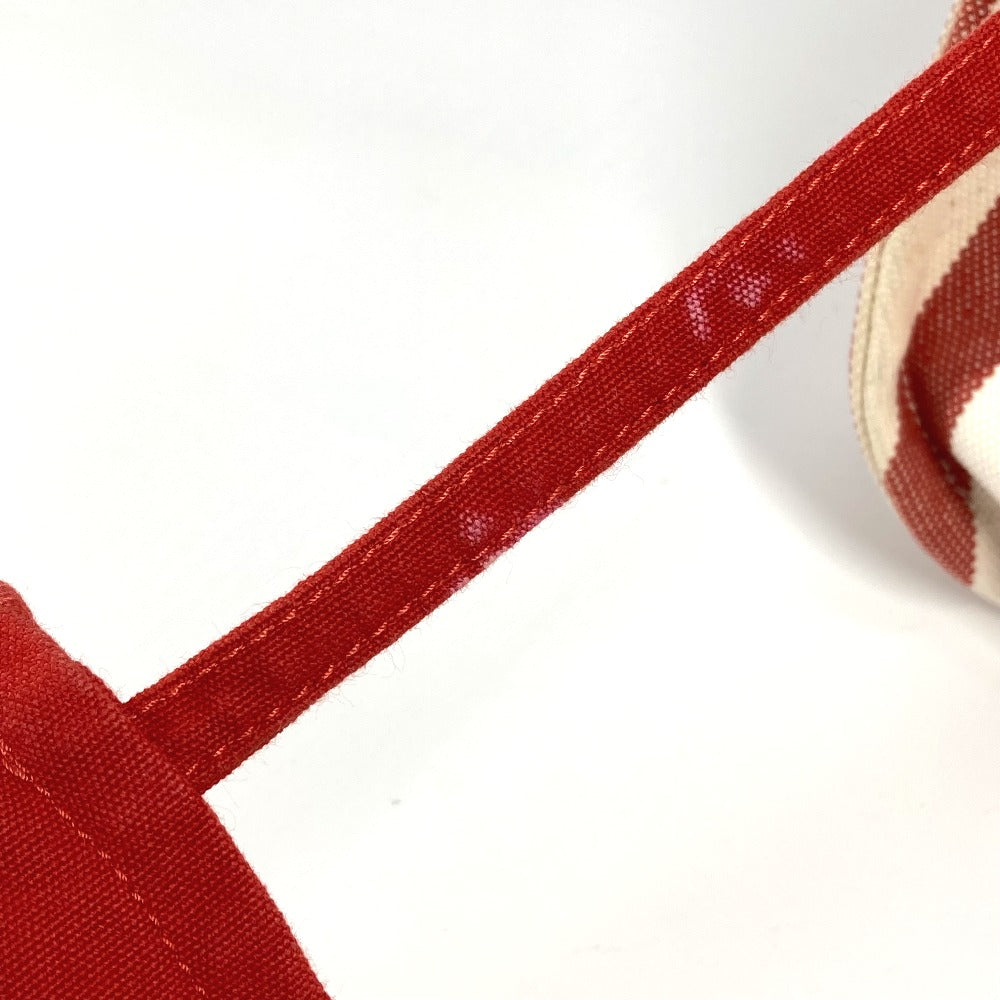 HERMES カンヌ GM ストライプ カバン ポーチ付き トートバッグ キャンバス ハンドバッグ キャンバス レディース レッド - brandshop-reference