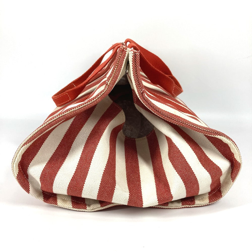 HERMES カンヌ GM ストライプ カバン ポーチ付き トートバッグ キャンバス ハンドバッグ キャンバス レディース レッド - brandshop-reference