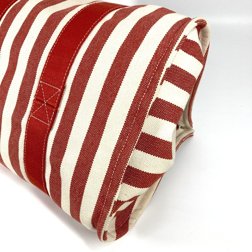 HERMES カンヌ GM ストライプ カバン ポーチ付き トートバッグ キャンバス ハンドバッグ キャンバス レディース レッド - brandshop-reference