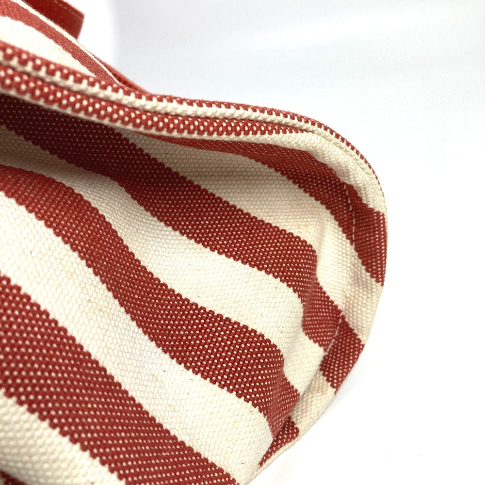 HERMES カンヌ GM ストライプ カバン ポーチ付き トートバッグ キャンバス ハンドバッグ キャンバス レディース レッド - brandshop-reference