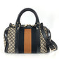 GUCCI ストライプ ロゴ 2WAYバッグ ハンドバッグ ミニボストンバッグ シェリーライン ショルダーバッグ レザー/キャンバス レディース ネイビー - brandshop-reference