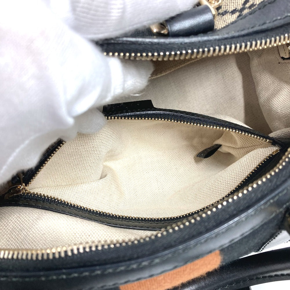 GUCCI ストライプ ロゴ 2WAYバッグ ハンドバッグ ミニボストンバッグ シェリーライン ショルダーバッグ レザー/キャンバス レディース ネイビー - brandshop-reference