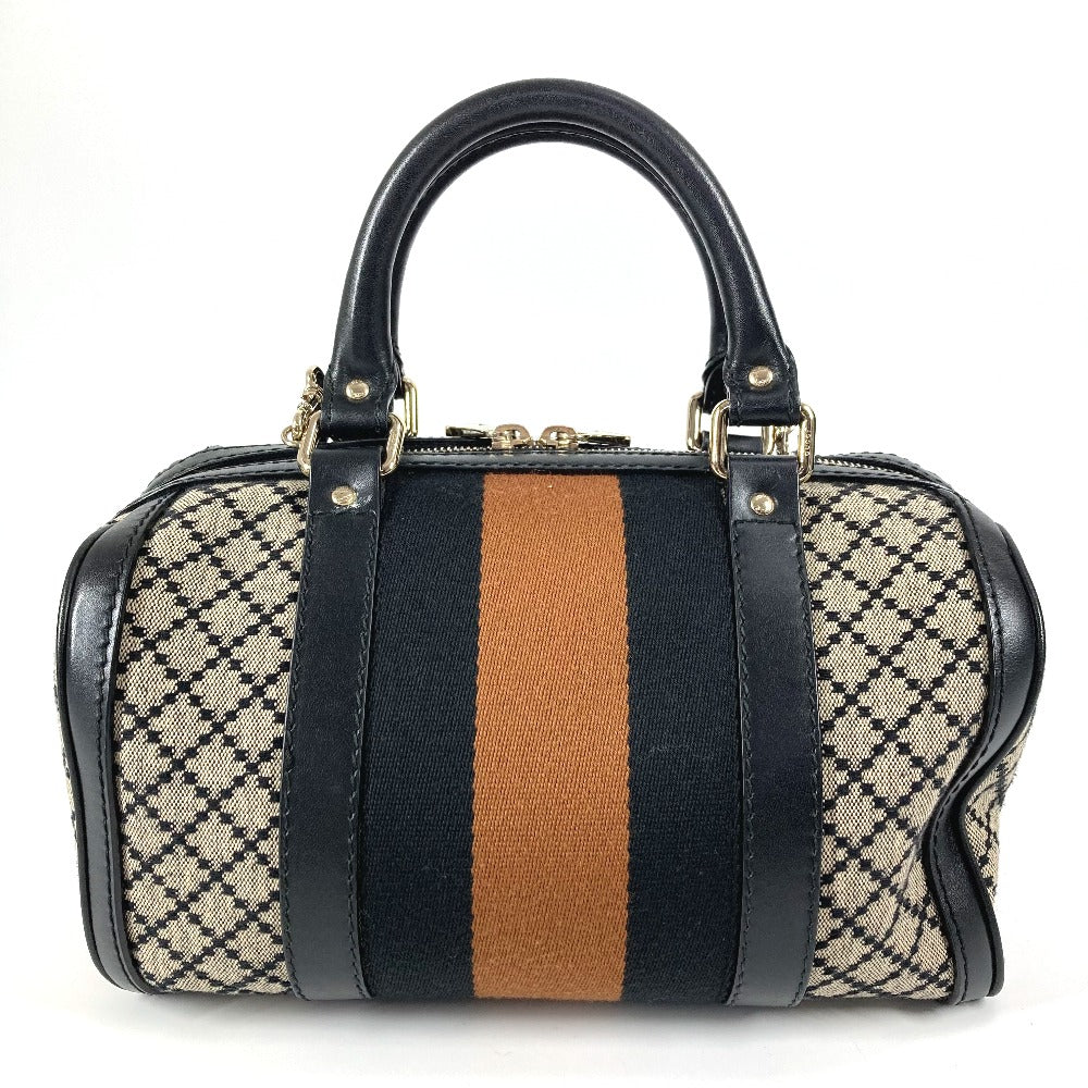 GUCCI ストライプ ロゴ 2WAYバッグ ハンドバッグ ミニボストンバッグ シェリーライン ショルダーバッグ レザー/キャンバス レディース ネイビー - brandshop-reference