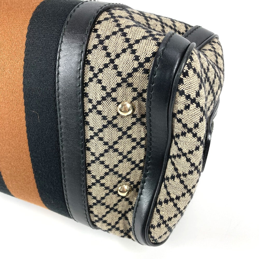 GUCCI ストライプ ロゴ 2WAYバッグ ハンドバッグ ミニボストンバッグ シェリーライン ショルダーバッグ レザー/キャンバス レディース ネイビー - brandshop-reference