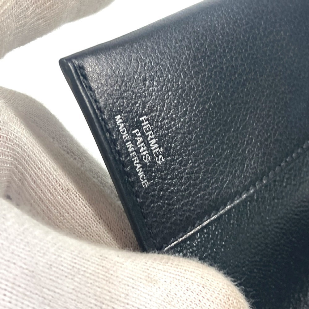 HERMES RMS Logo Passport Cover Stationery Passport Case Leather Unisex Black