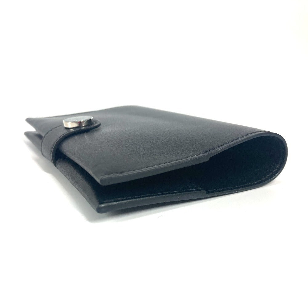 HERMES RMS Logo Passport Cover Stationery Passport Case Leather Unisex Black