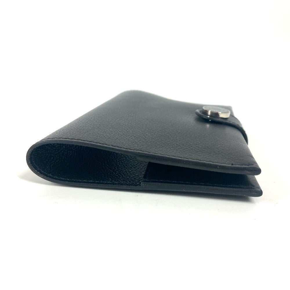 HERMES RMS Logo Passport Cover Stationery Passport Case Leather Unisex Black