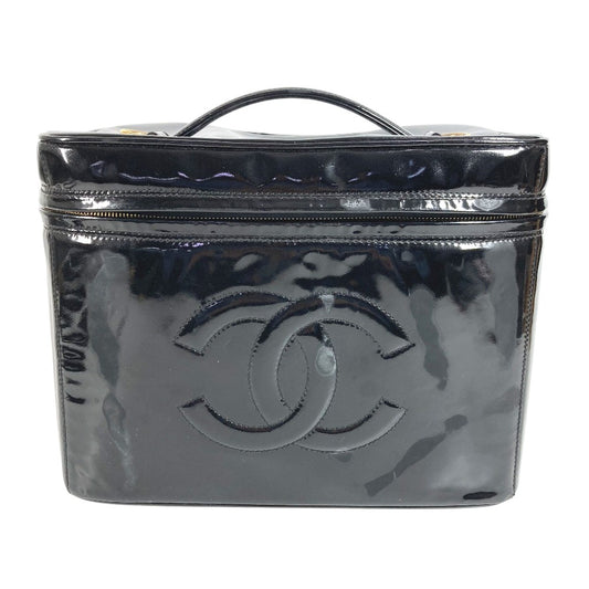 CHANEL กระเป๋าเครื่องสำอาง CC โคโค่มาร์ค วินเทจ กระเป๋า 2WAY กระเป๋าสะพาย กระเป๋าถือ หนังแก้ว ผู้หญิง สีดำ
