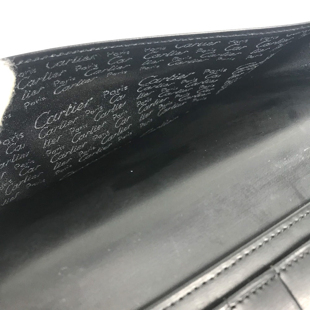 CARTIER マストライン ロゴ 札入れ 小物 財布 二つ折り ロングウォレット 長財布 レザー ユニセックス ブラック - brandshop-reference