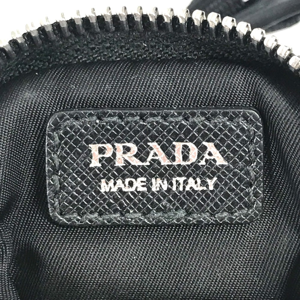 PRADA トライアングルロゴ 三角ロゴ プレート スマホポーチ iphoneケース ネックストラップ付 携帯ケース ナイロン ユニセックス ブラック - brandshop-reference