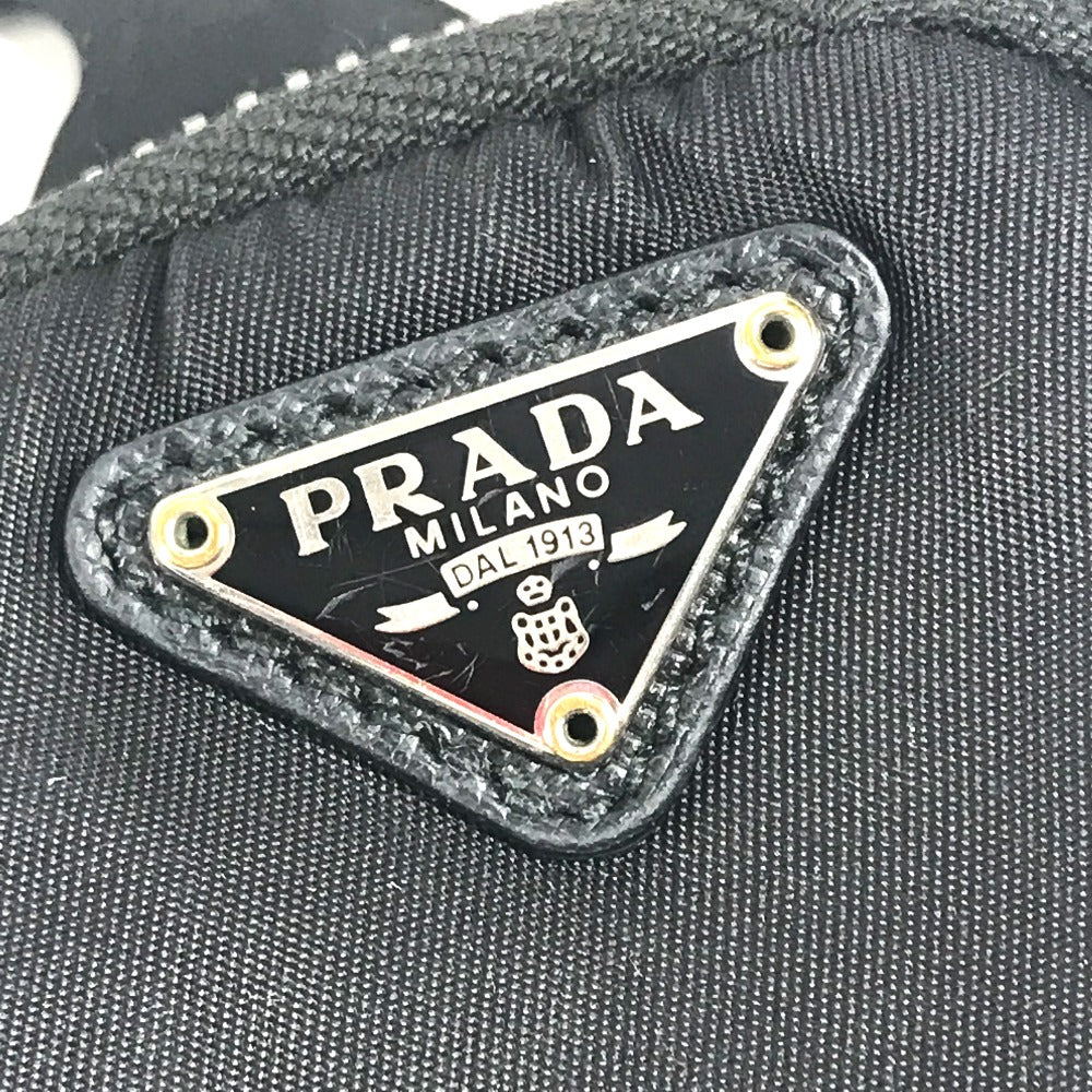 PRADA トライアングルロゴ 三角ロゴ プレート スマホポーチ iphoneケース ネックストラップ付 携帯ケース ナイロン ユニセックス ブラック - brandshop-reference