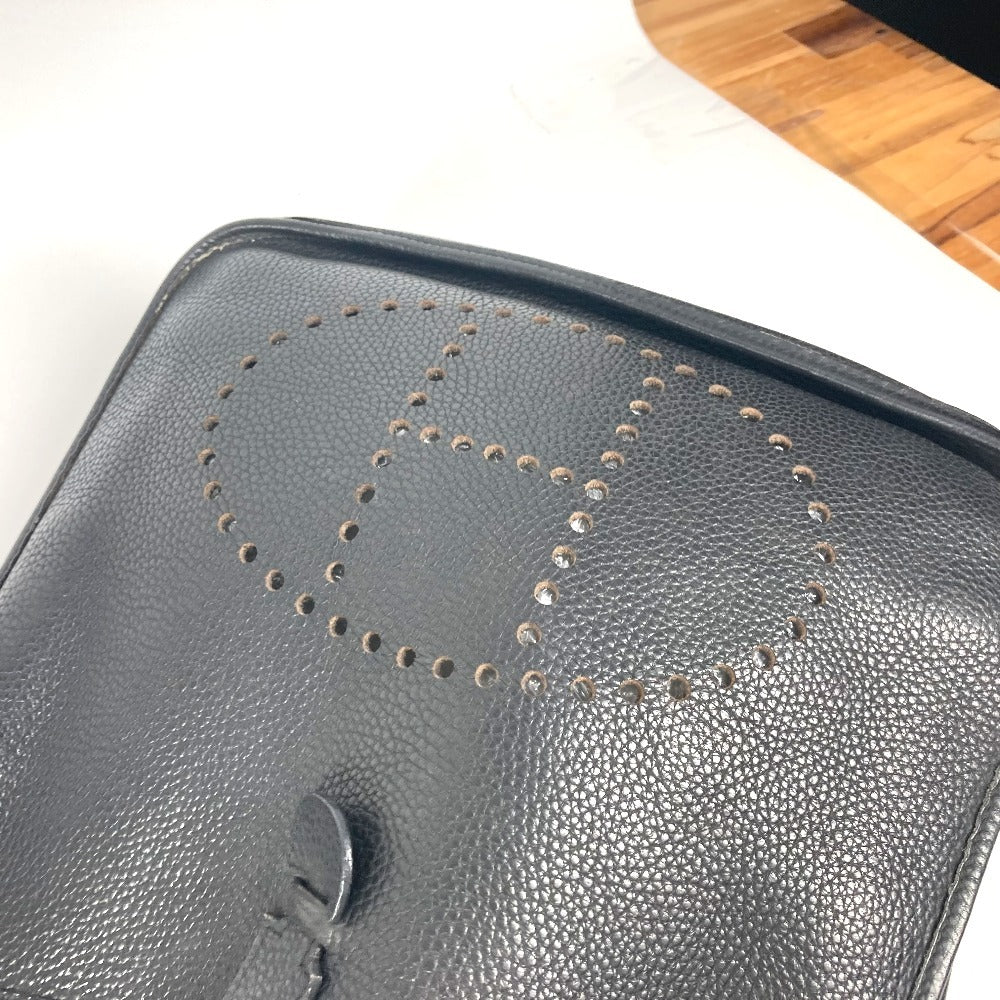 HERMES Evelyne 2 GM Bag with H Perforated Logo, Crossbody Shoulder Bag, Taurillon Clemence Leather, Unisex, Black