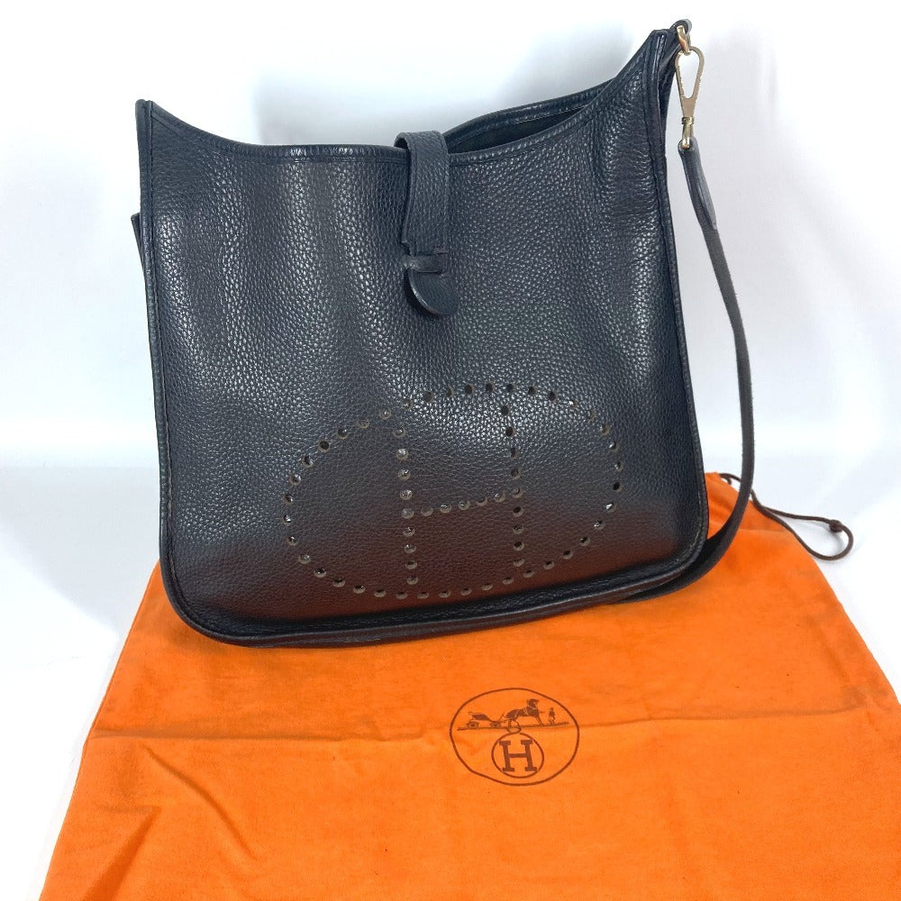 HERMES Evelyne 2 GM Bag with H Perforated Logo, Crossbody Shoulder Bag, Taurillon Clemence Leather, Unisex, Black