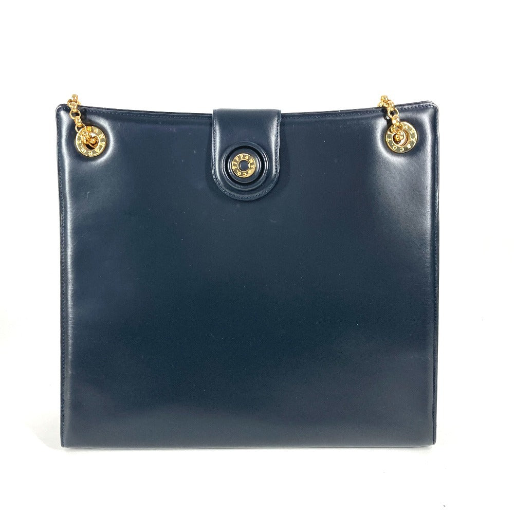 TIFFANY&Co. ラウンドロゴ ビッグ カバン Wチェーンバッグ トートバッグ ショルダーバッグ レザー レディース ネイビー - brandshop-reference