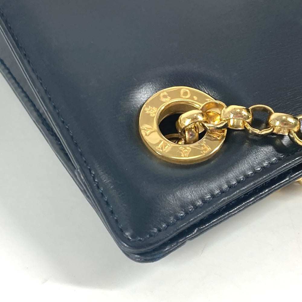 TIFFANY&Co. ラウンドロゴ ビッグ カバン Wチェーンバッグ トートバッグ ショルダーバッグ レザー レディース ネイビー - brandshop-reference