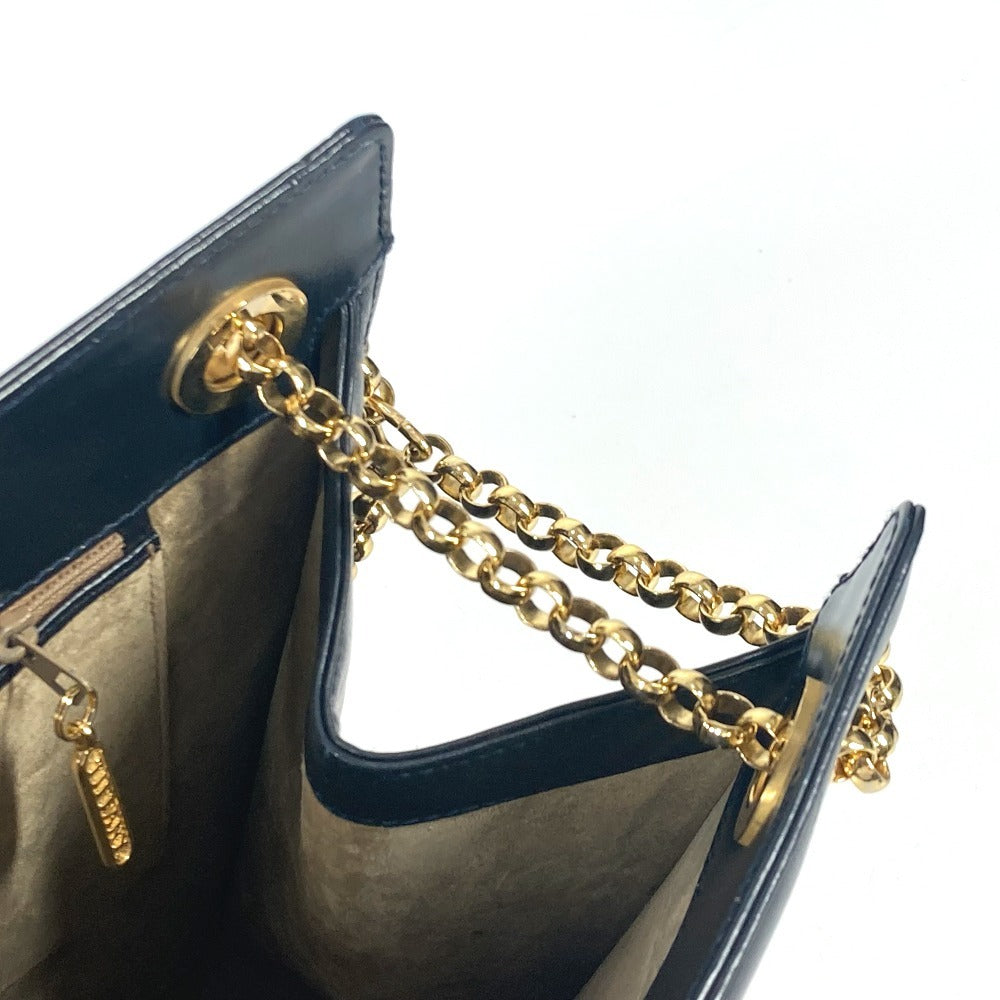 TIFFANY&Co. ラウンドロゴ ビッグ カバン Wチェーンバッグ トートバッグ ショルダーバッグ レザー レディース ネイビー - brandshop-reference