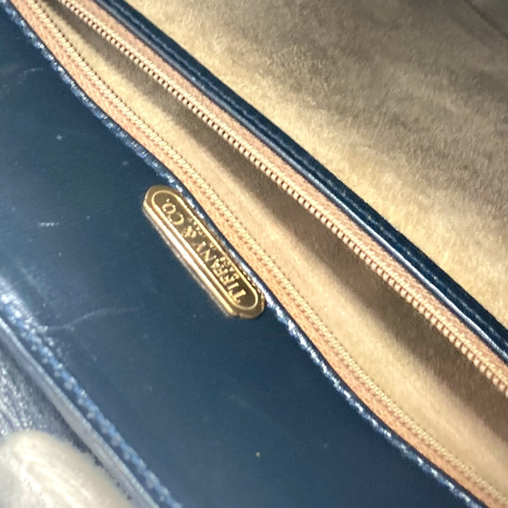 TIFFANY&Co. ラウンドロゴ ビッグ カバン Wチェーンバッグ トートバッグ ショルダーバッグ レザー レディース ネイビー - brandshop-reference